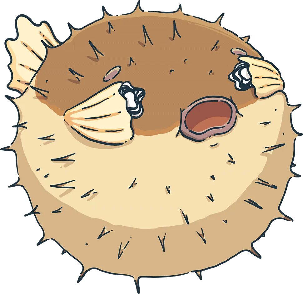 Puffer fish see-no-evil emoji