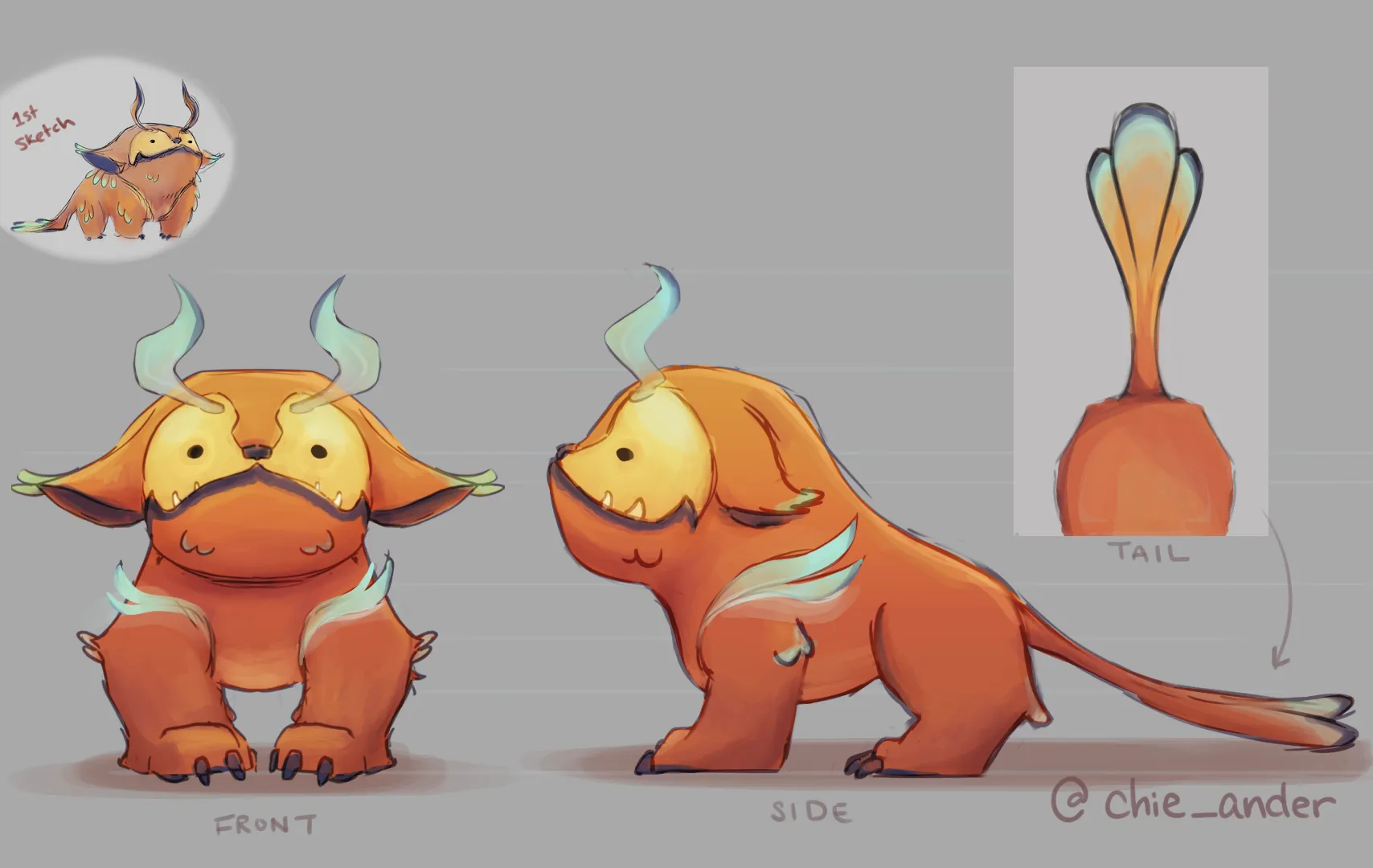 Initial sketch of the pumpkin monster