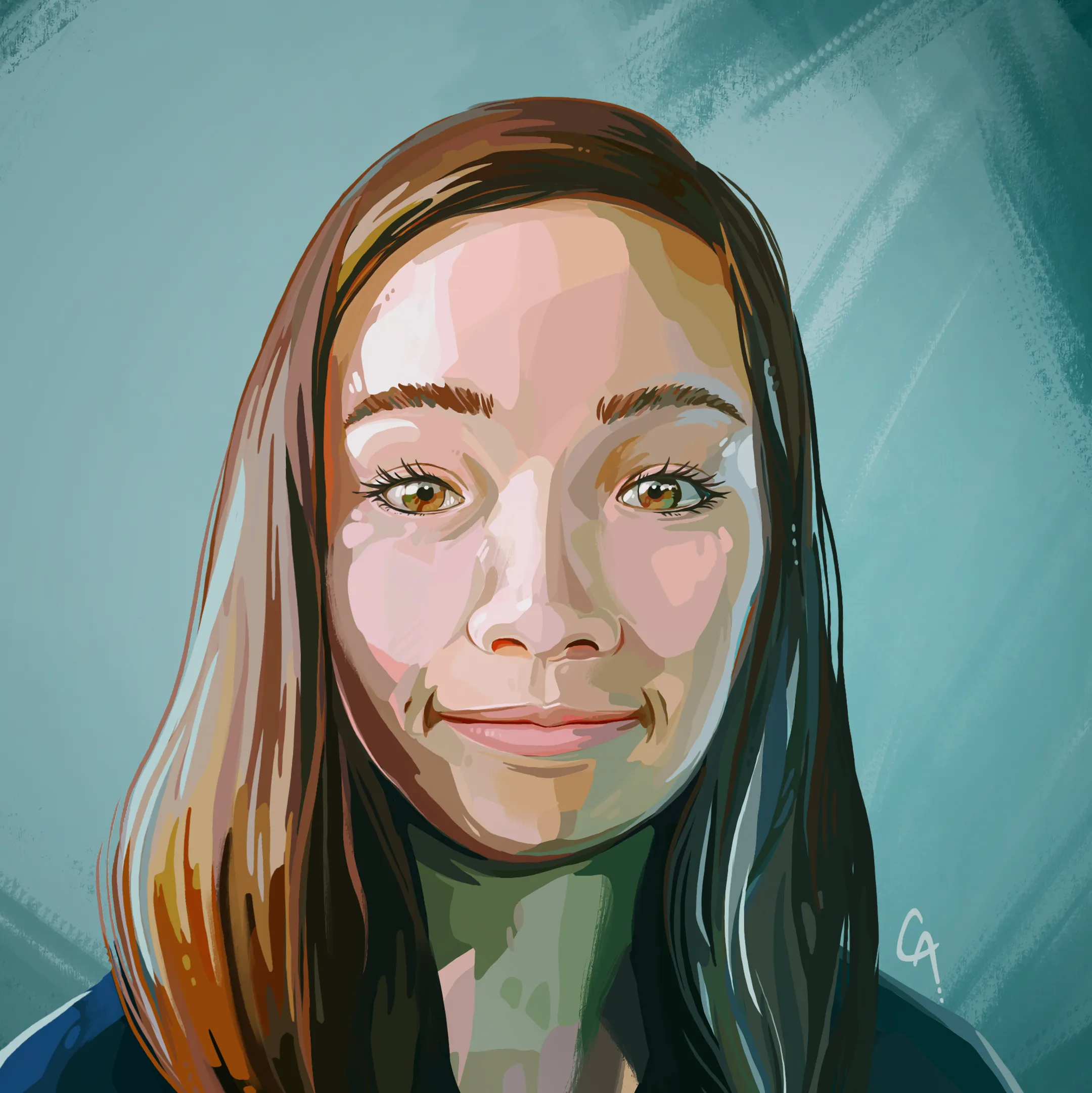 Illustrated stylized self-portrait